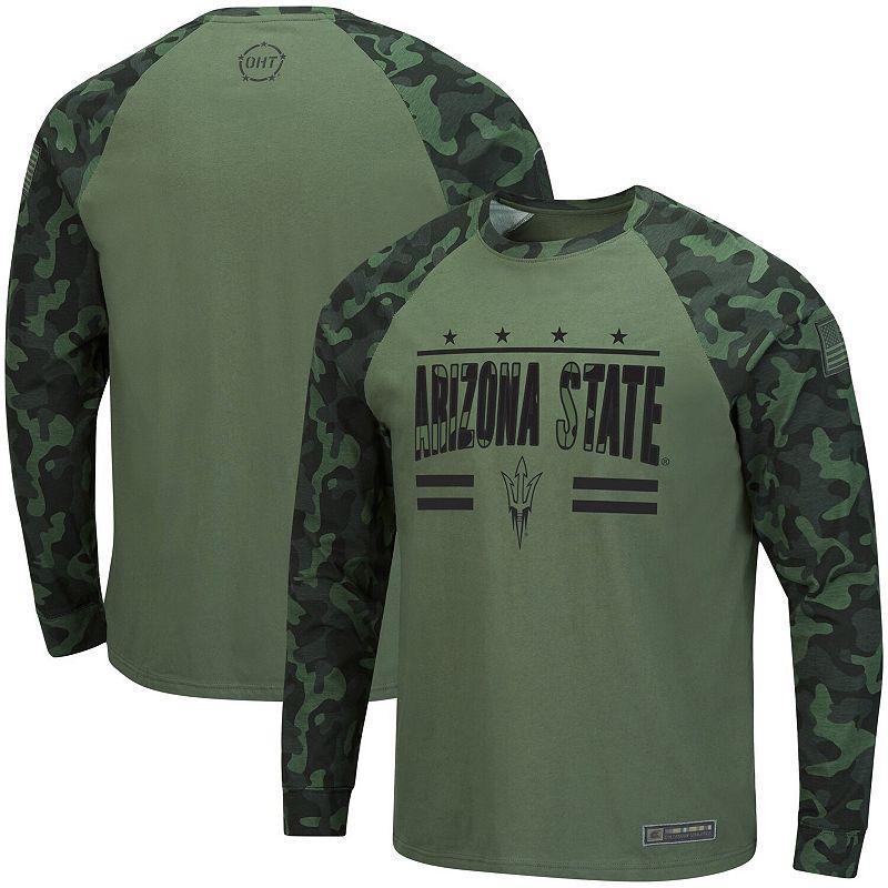 Mens Colosseum Olive/Camo Arizona State Sun Devils OHT Military Appreciation Raglan Long Sleeve T-Shirt Product Image