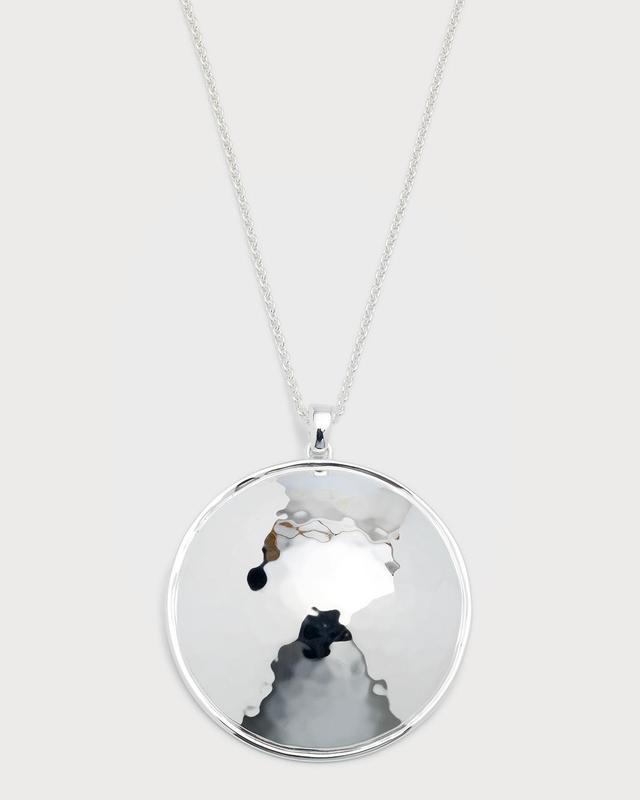 Womens Goddess Sterling Silver Large Hammered Pendant Necklace Product Image