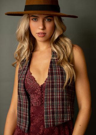 Mikah Vest in Plum Plaid Product Image