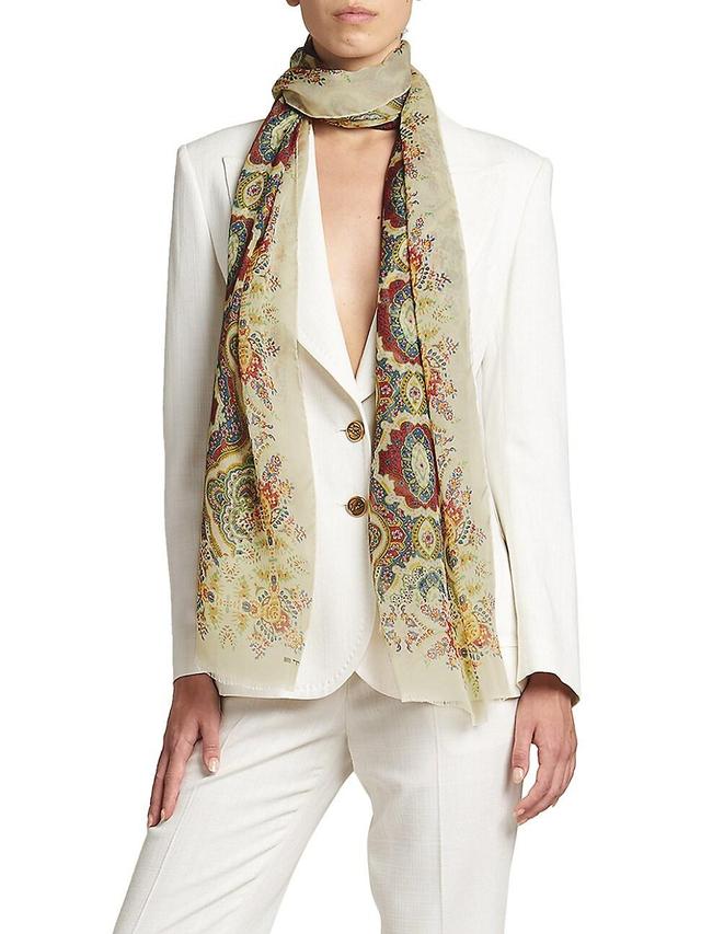 Womens Floral Cotton-Blend Shawl Product Image