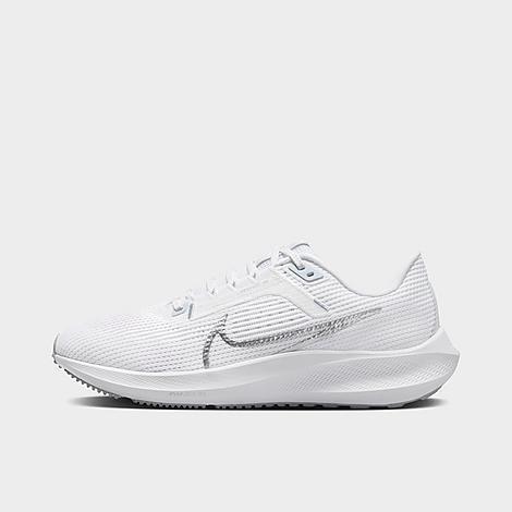 Nike Womens Nike Zoom Pegasus 40 - Womens Running Shoes White/Metallic Silver/Grey Product Image