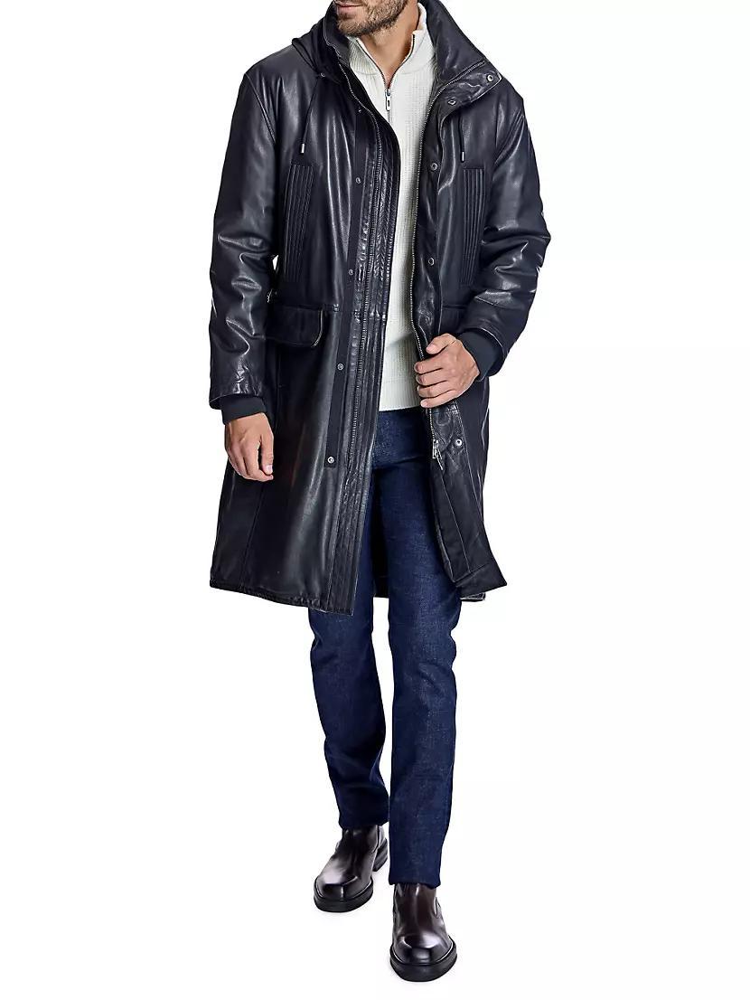 Men's Leather Parka Jackets Product Image