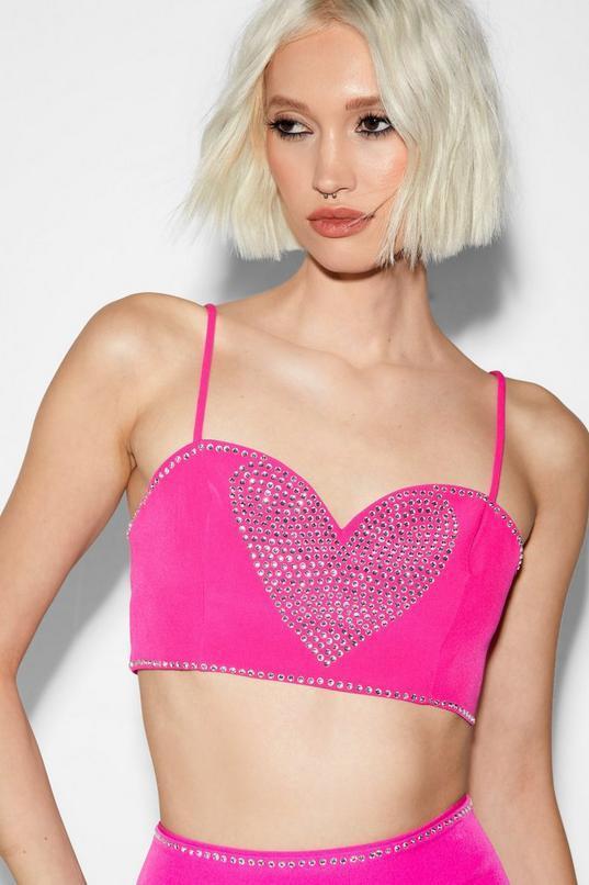 Premium Tailored Diamante Heart Bralette Product Image