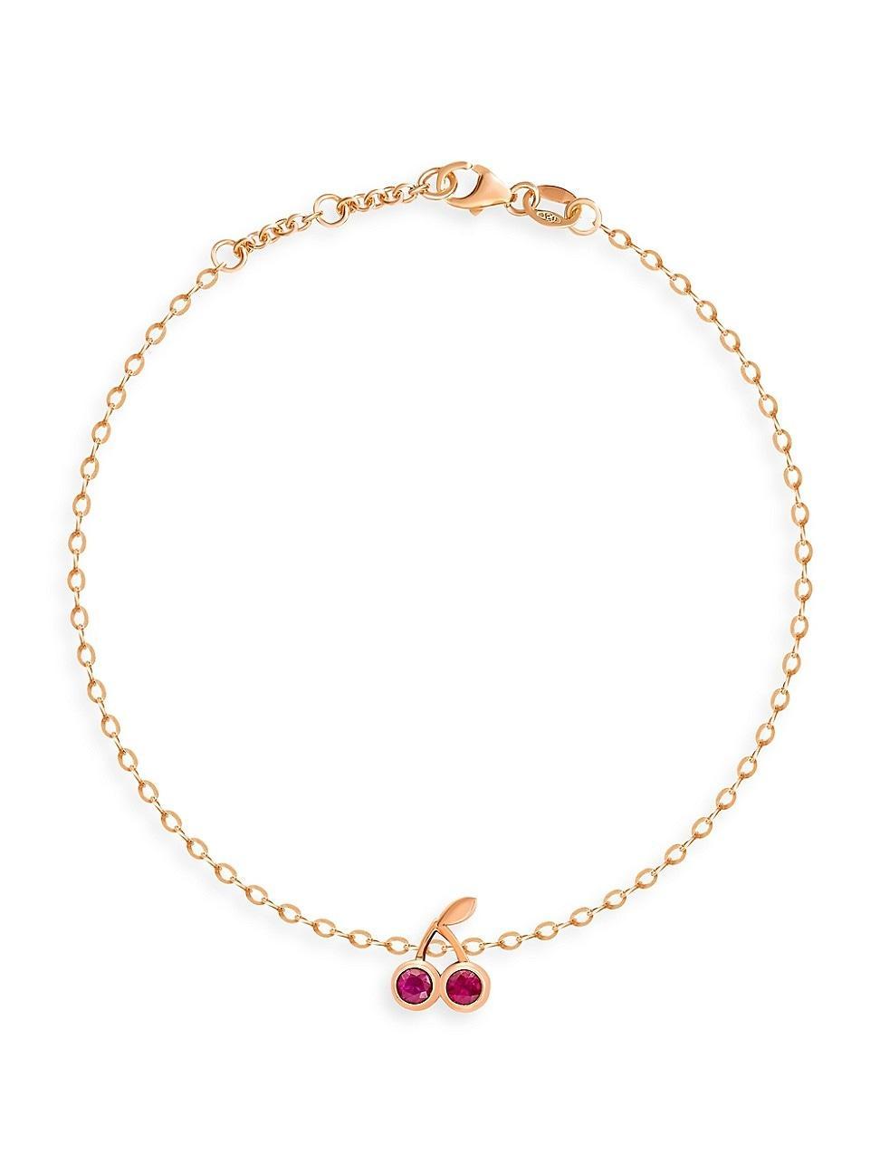 Womens Frutti Cherries 18K Rose Gold & Ruby Bracelet Product Image