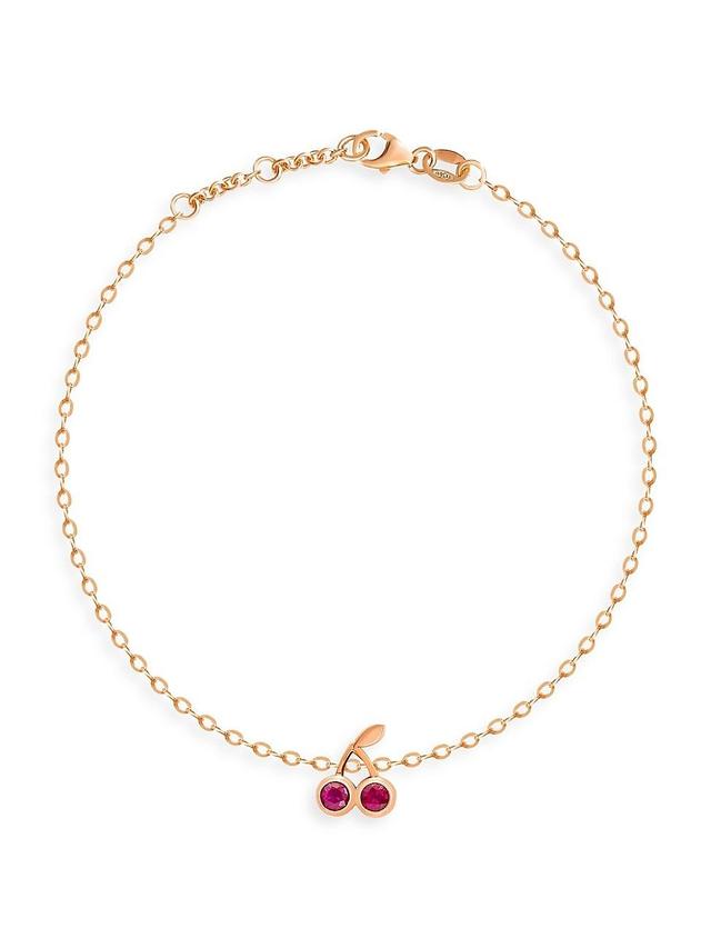 Womens Frutti Cherries 18K Rose Gold & Ruby Bracelet Product Image