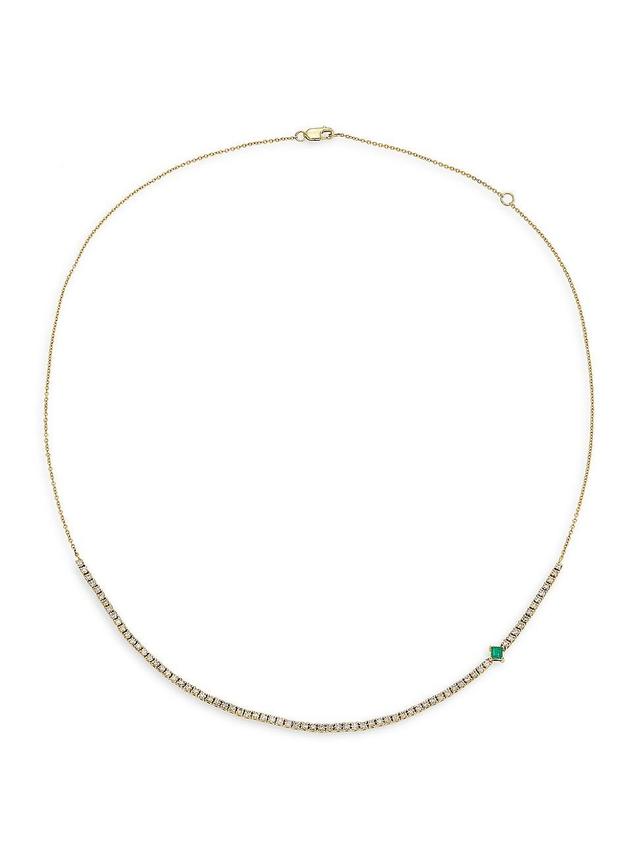 Womens 14K-Yellow-Gold, Emerald & 1.35 TCW Diamond Chain Necklace Product Image