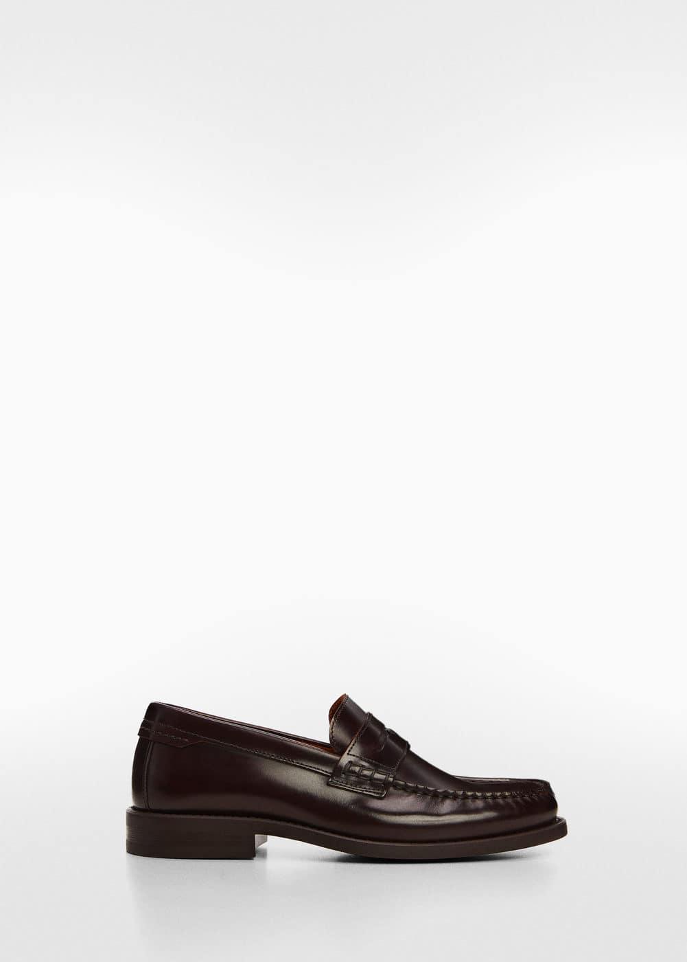 MANGO MAN - Leather penny loafers burgundyMen Product Image