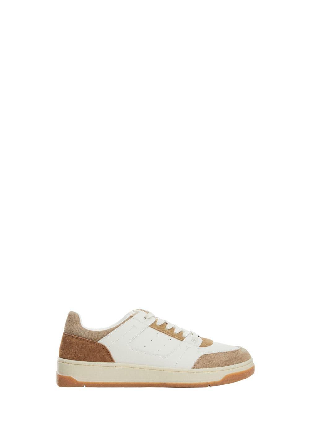 MANGO MAN - Leather mixed sneakers light/pastel brownMen Product Image