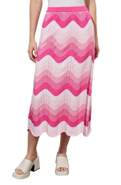 Ming Wang Scallop Stripe Knit Midi Skirt Product Image