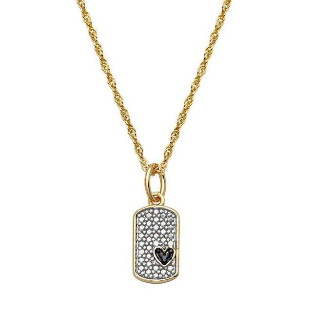 Sarafina Two Tone Diamond Accent Dog Tag Pendant Necklace, Womens Gold Tone White Product Image