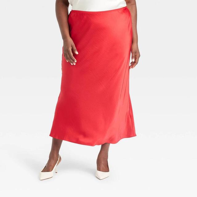 Womens Maxi Slip Skirt - A New Day Red 2X Product Image