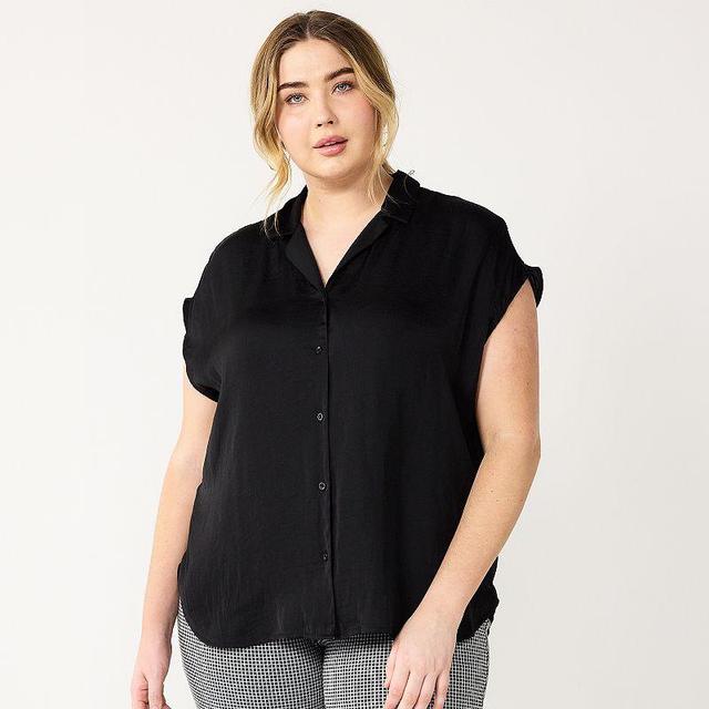 Plus Size Nine West Short Sleeve Easy Lapel Shirt, Womens Product Image