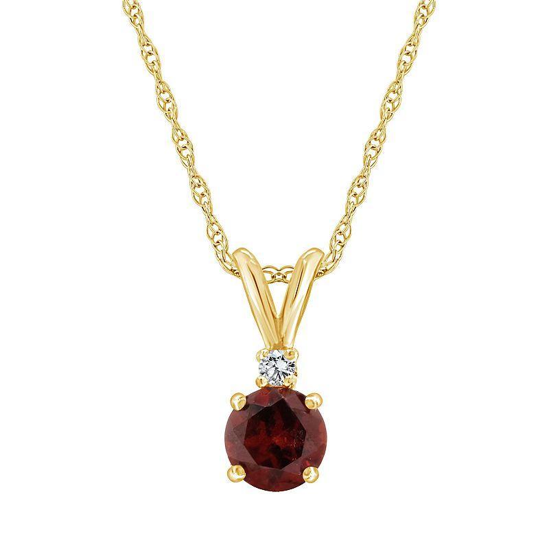 Garnet (1-1/10 ct.t.w) and Diamond Accent Pendant Necklace in 14K Yellow Gold Product Image