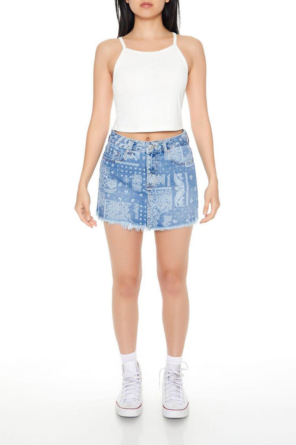 Bandana Print Denim Mini Skirt | Forever 21 Product Image