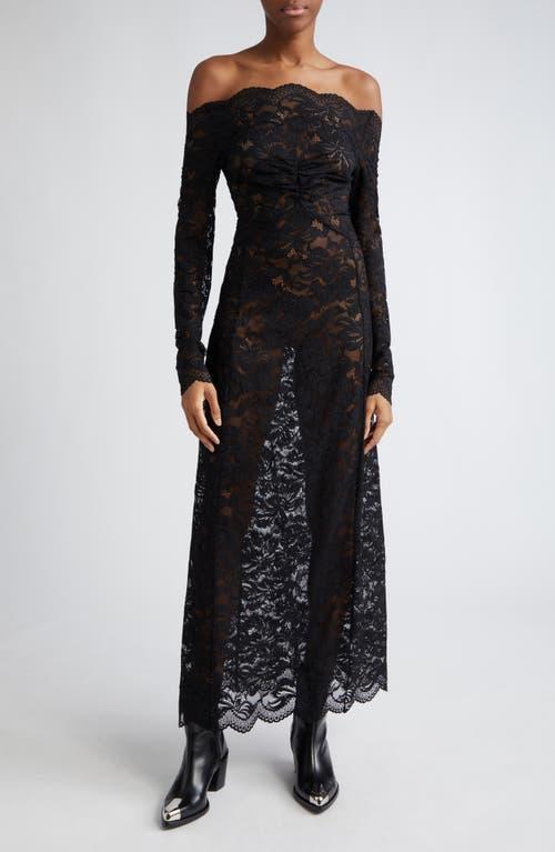 Rabanne Off the Shoulder Long Sleeve Sheer Stretch Lace Dress Product Image