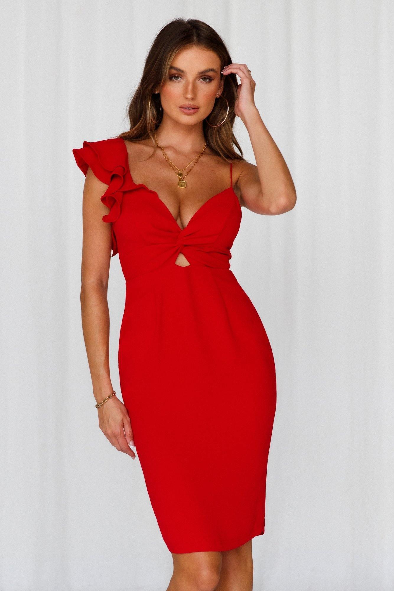 Home Late Midi Dress Red Product Image