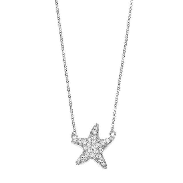 Sterling Silver Cubic Zirconia Accent Starfish Necklace, Womens Product Image