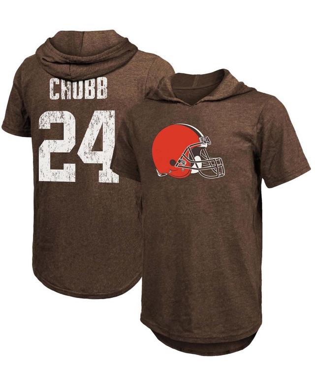 Mens Nick Chubb Brown Cleveland Browns Player Name Number Tri-Blend Hoodie T-shirt Product Image