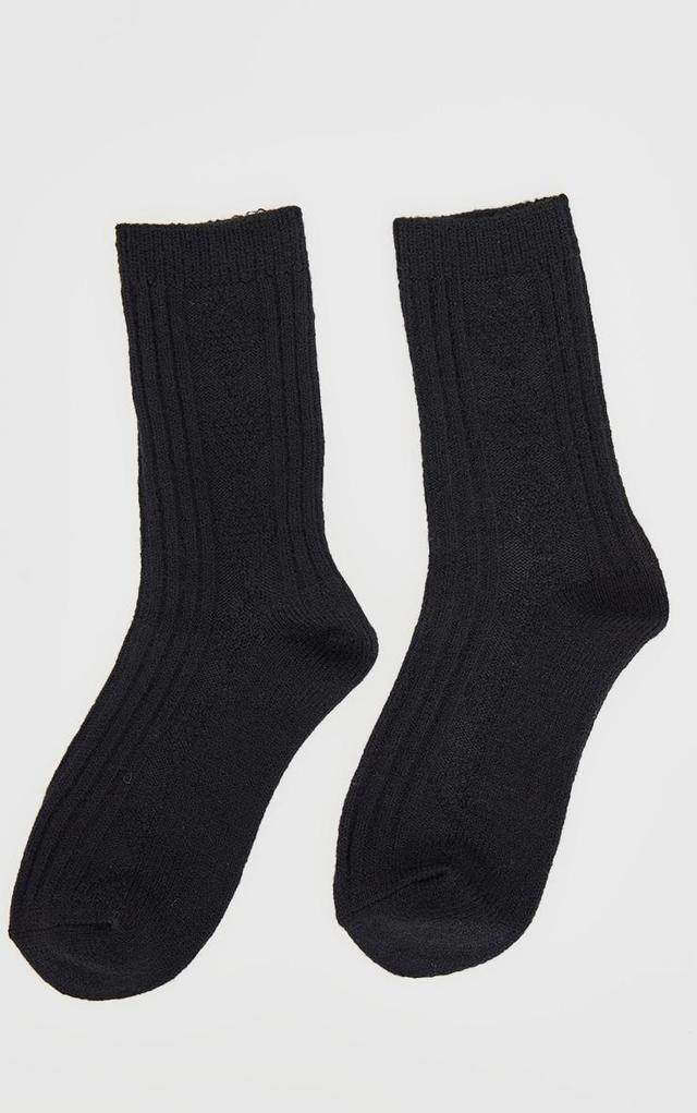 Black Cable Knit Ankle Socks Product Image