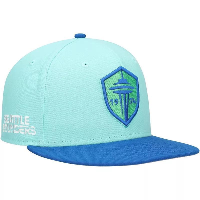 Mens New Era Aqua Seattle Sounders FC 2024 Jersey Hook 9FIFTY Snapback Hat, Turquoise A Product Image