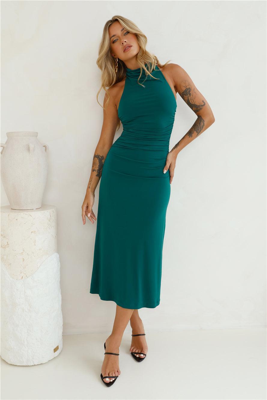 Original Fashionista High Neck Maxi Dress Forest Green Product Image