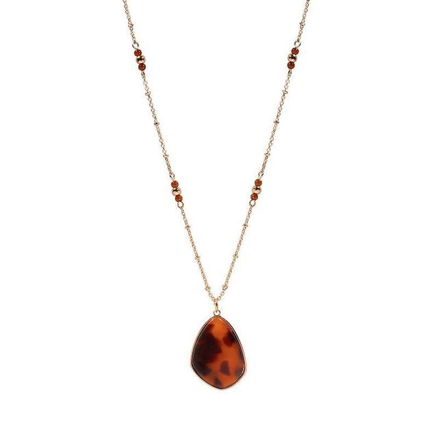 Sonoma Goods For Life Gold Tone Beaded Tortoiseshell Pendant Necklace, Womens, Brown Product Image