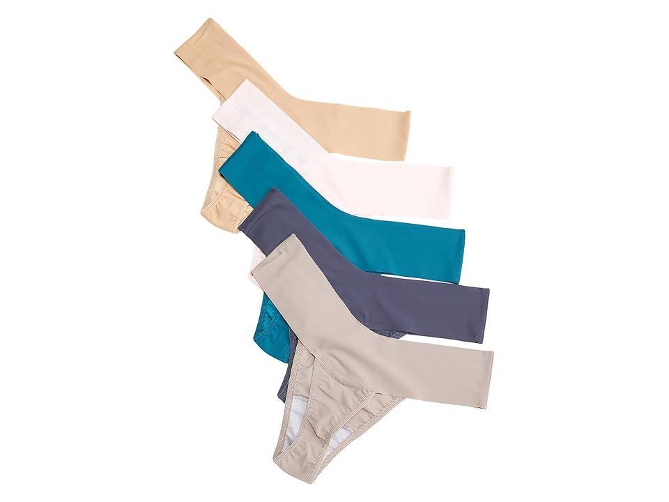 Hanky Panky BreatheSoft Natural Rise Thong 5-Pack (Biscotti/Bliss Pink/Earth Dance/Granite/Evening Grey) Women's Underwear Product Image