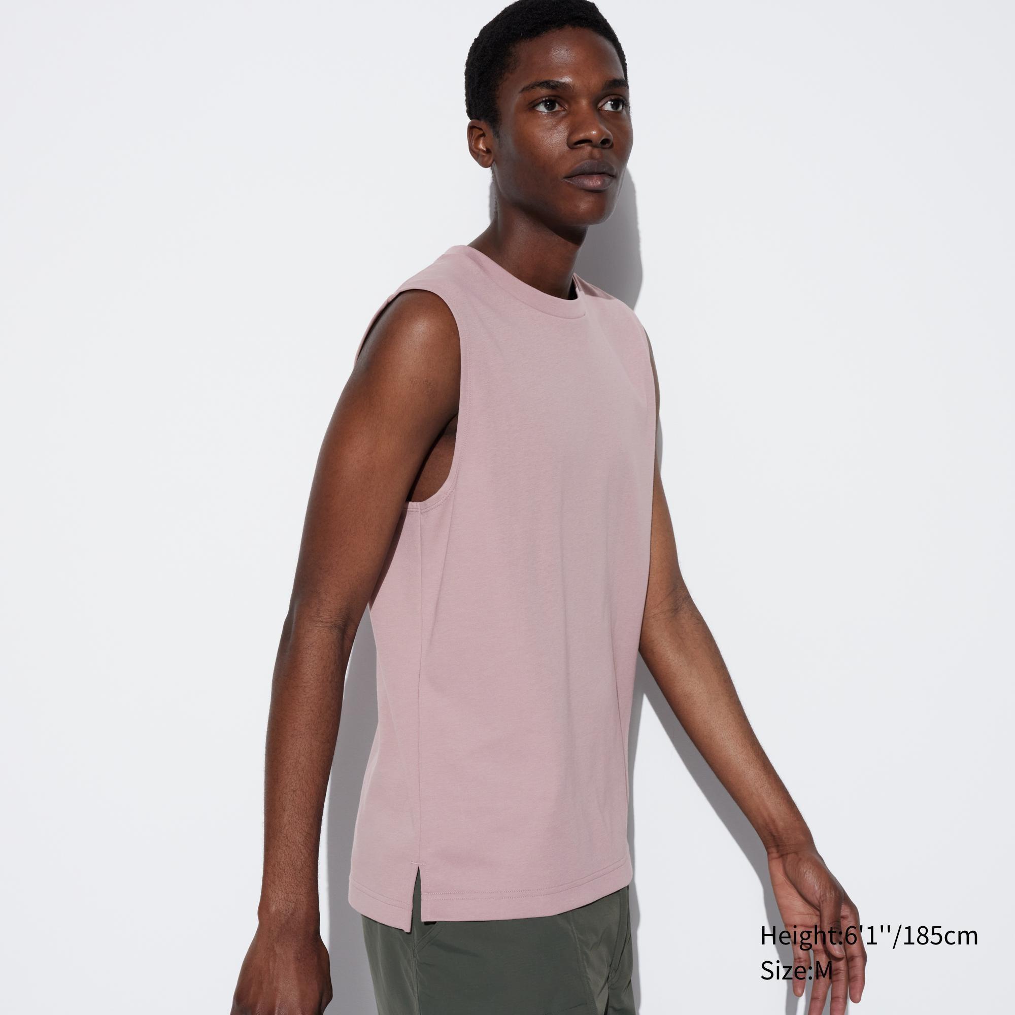 Mens Airism Cotton Sleeveless T-Shirt Pink Medium UNIQLO US Product Image