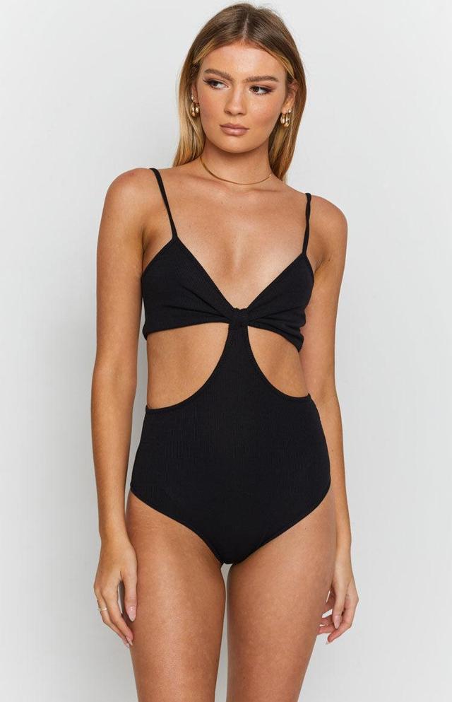 Lille Side Cut Out Knit Bodysuit Black Product Image