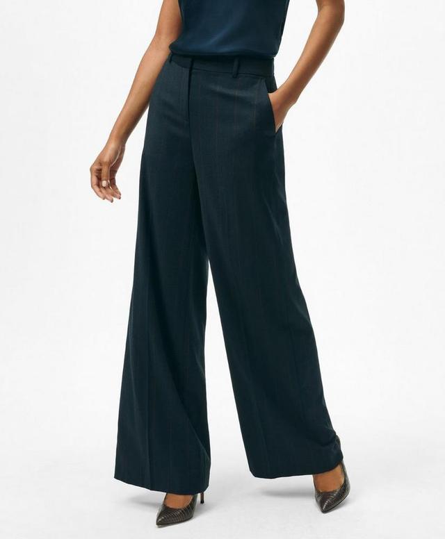 Wide Leg Trousers in Pinstripe Flannel Merino Wool Blend Product Image