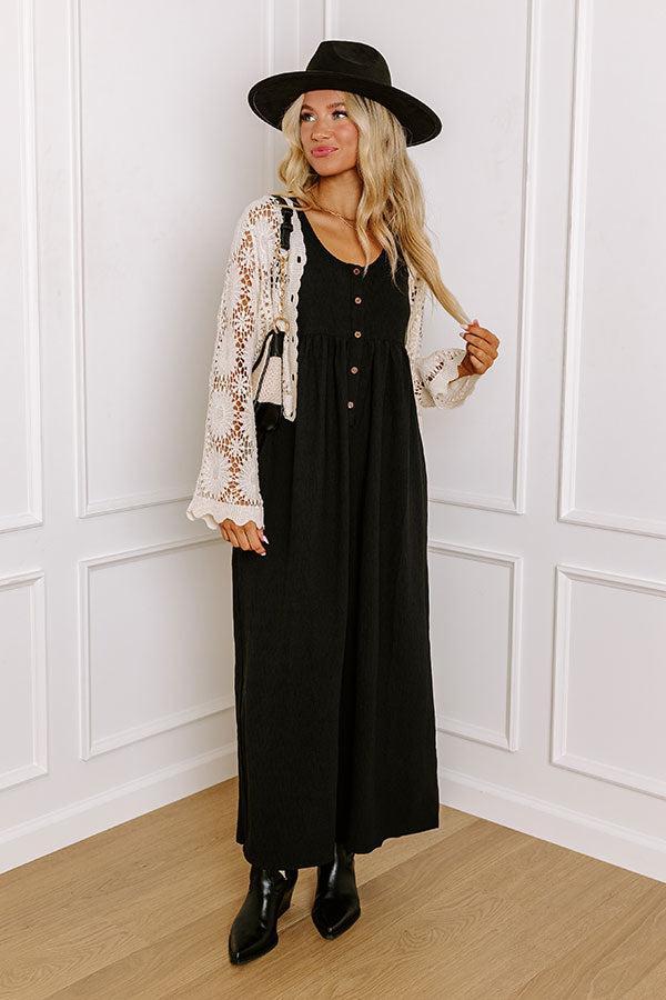 Fall Into Happiness Jumpsuit in Black Product Image