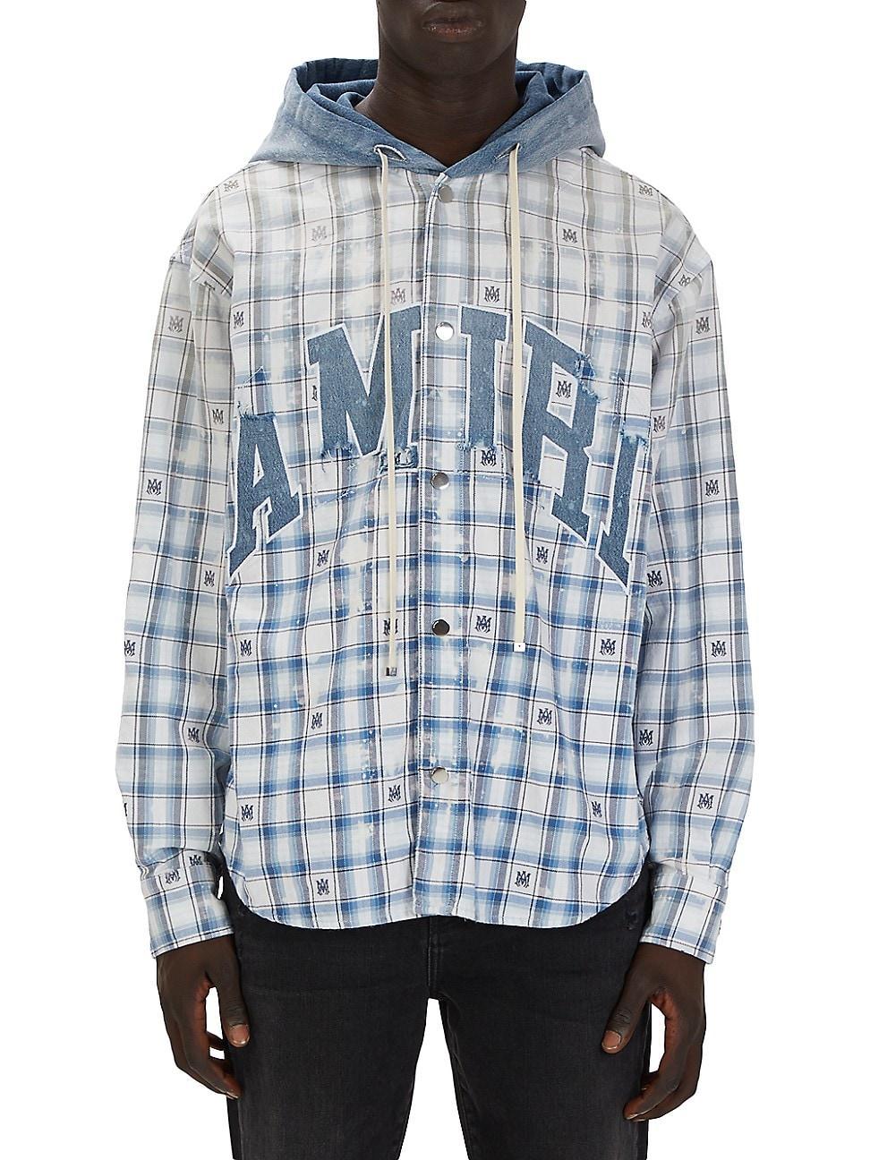 Mens Logo Plaid Hooded Overshirt Product Image