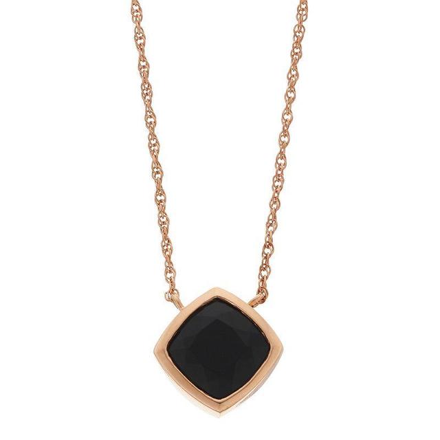 14k Rose Gold Over Silver Onyx Necklace, Womens Product Image