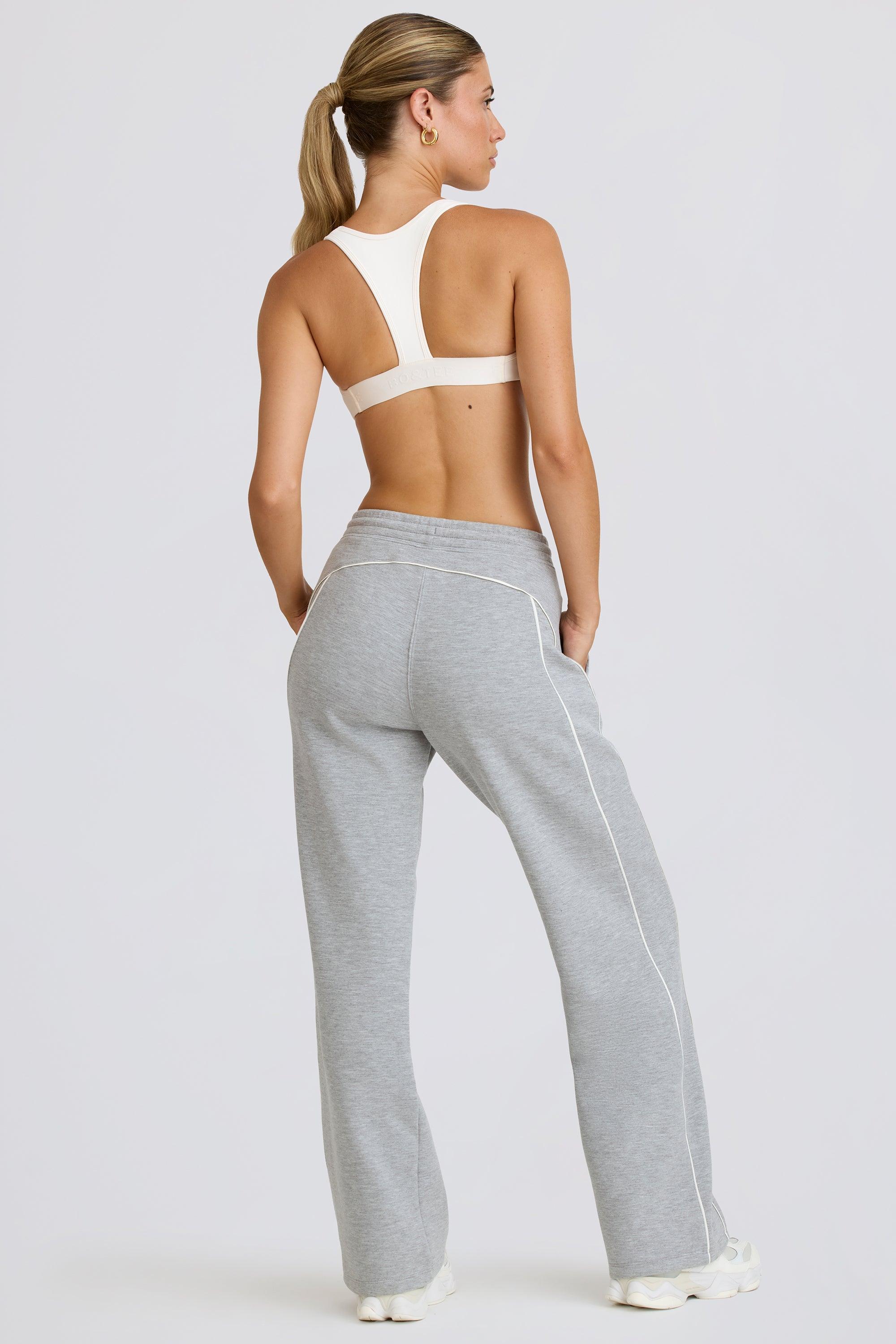 Petite Mid-Rise Straight-Leg Joggers in Grey Marl Product Image