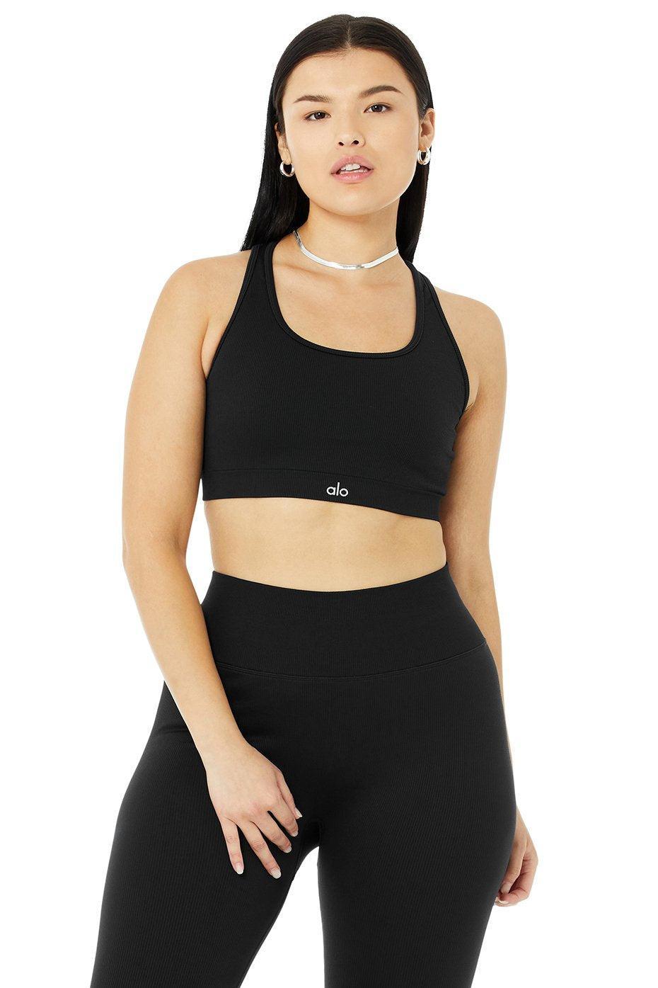 Seamless Ribbed Bra - Black Product Image