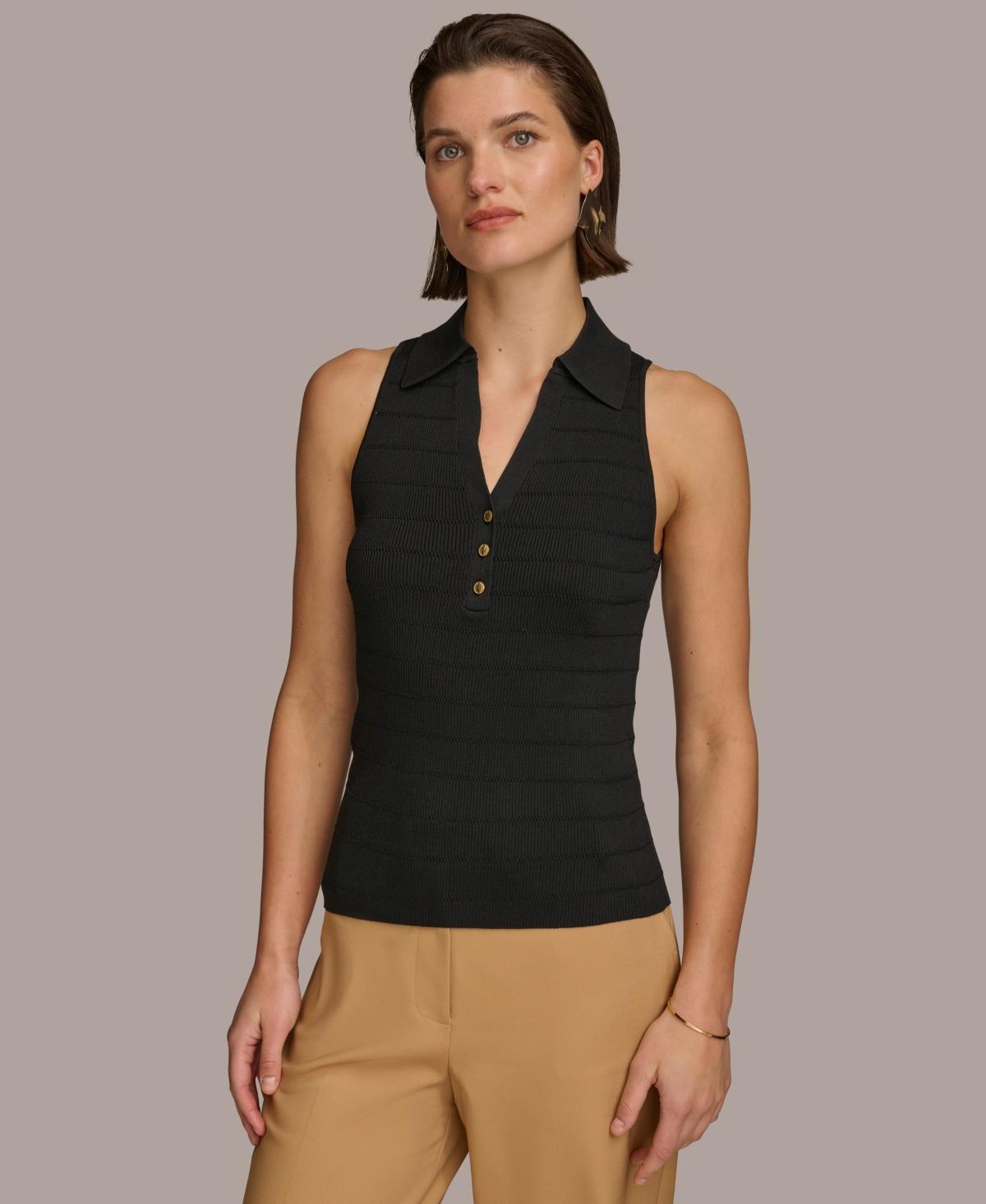 Women's Sleeveless Sweater Knit Polo Product Image