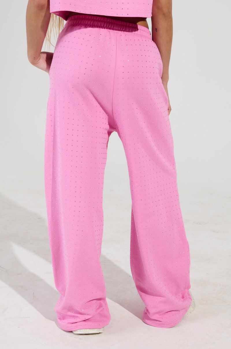 BLOSSOM RHINESTONE EMBELLISHED SWEATPANT IN PINK Product Image