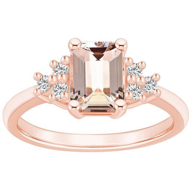 Alyson Layne 14k Rose Gold Emerald-Cut Morganite & 1/5 Carat T.W. Diamond Ring, Womens Product Image