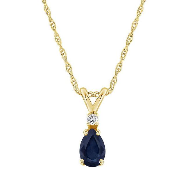 Celebration Gems 14K Yellow Gold Pear-Shaped Gemstone & Diamond-Accent Pendant Necklace, Womens Red Product Image