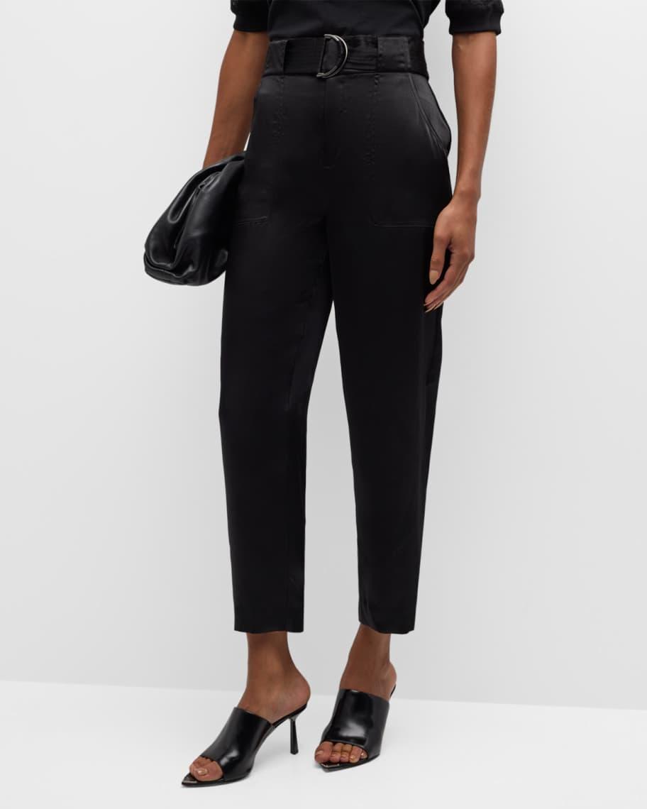 Hayden Belted Cropped Satin Pants Product Image