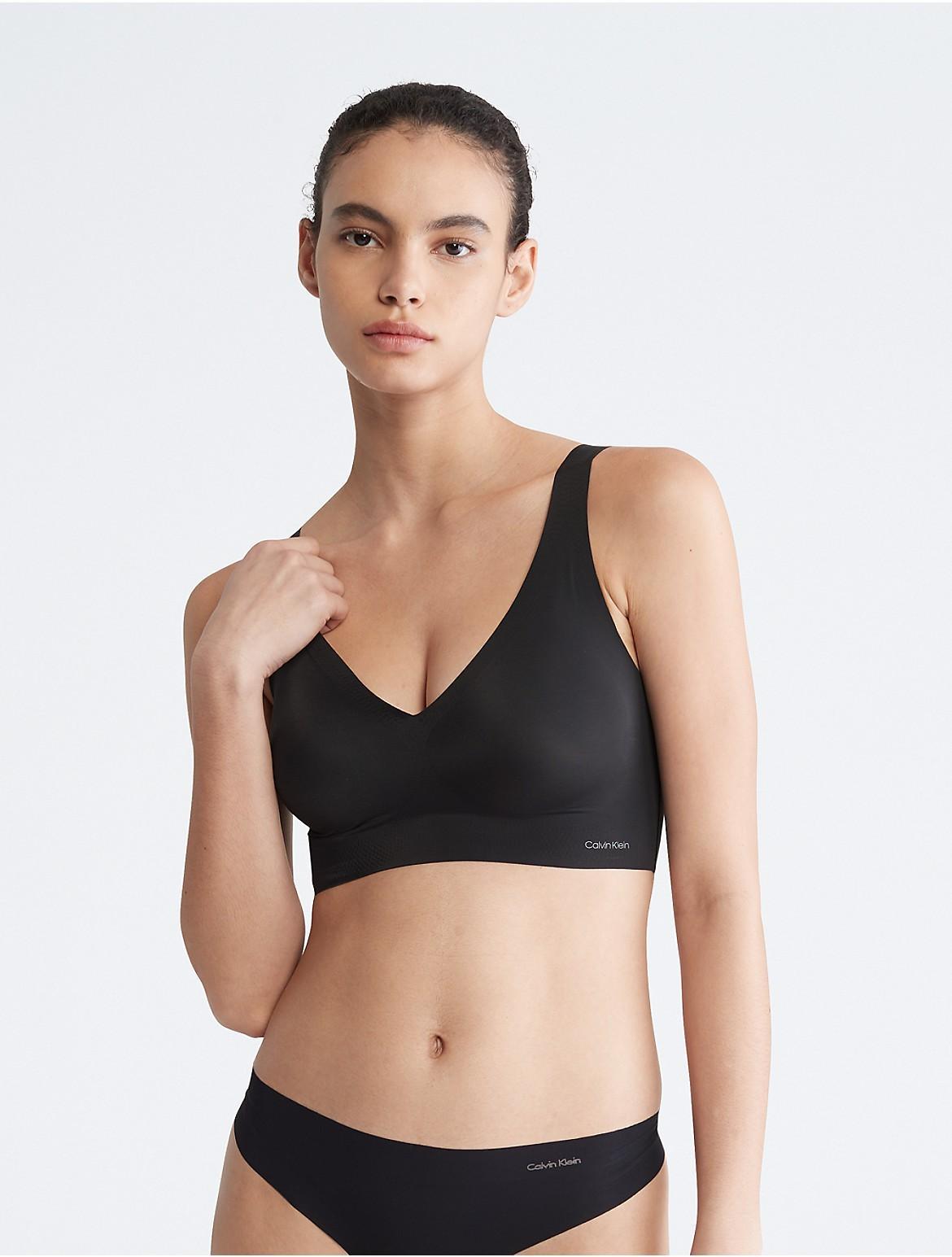 Calvin Klein Womens Invisibles Lightly Lined Comfort V-Neck Bralette - Black - XS Product Image