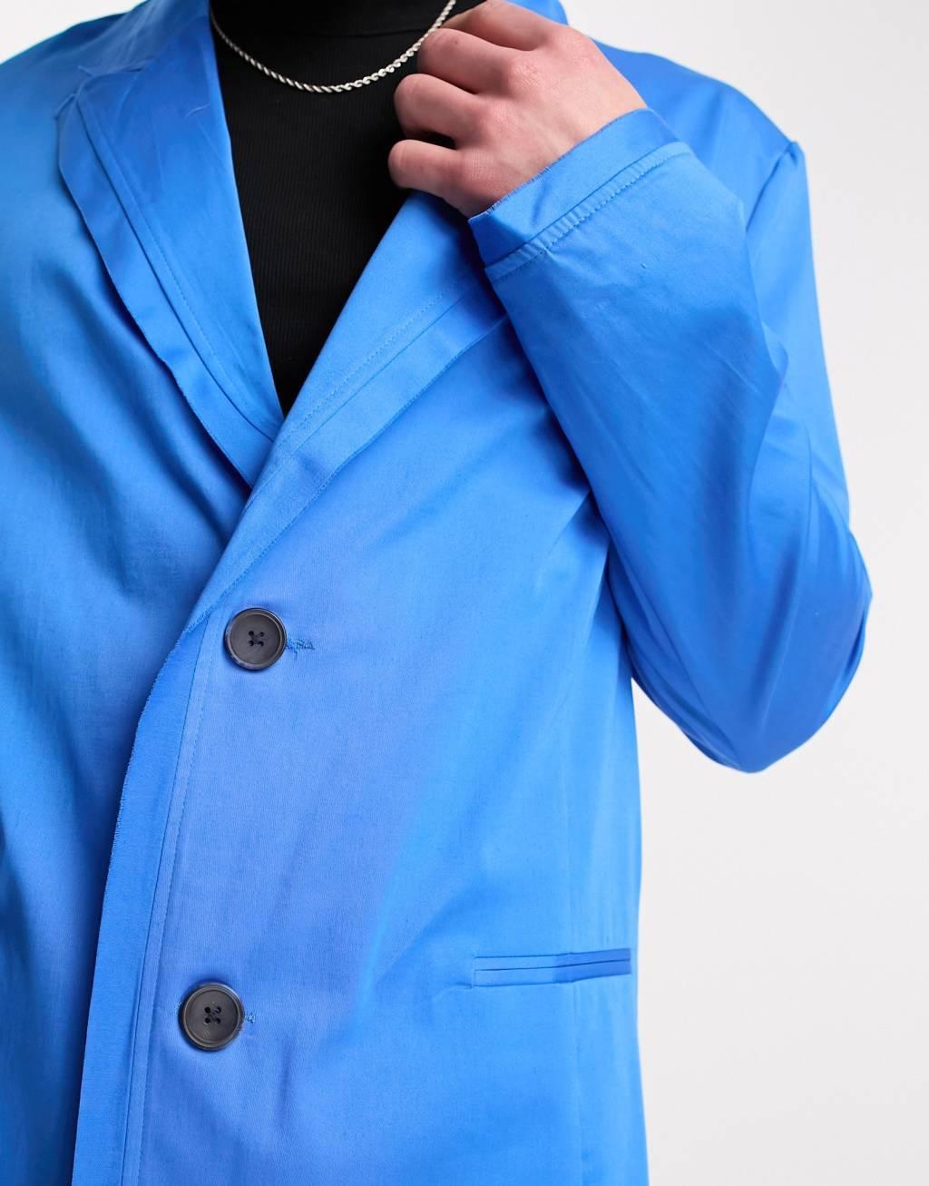 COLLUSION raw edge blazer in blue Product Image