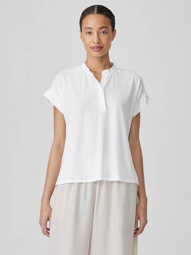 EILEEN FISHER Fine Jersey Band Collar Topfemale Product Image