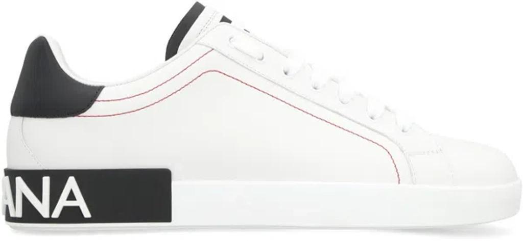 Men's Portofino White/black Leather Trainer Sneaker | Size 39 | Cs2216ah526 Product Image