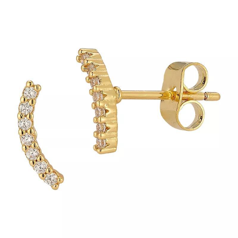 Cubic Zirconia Crescent Stud Earrings, Womens, Gold Tone Product Image