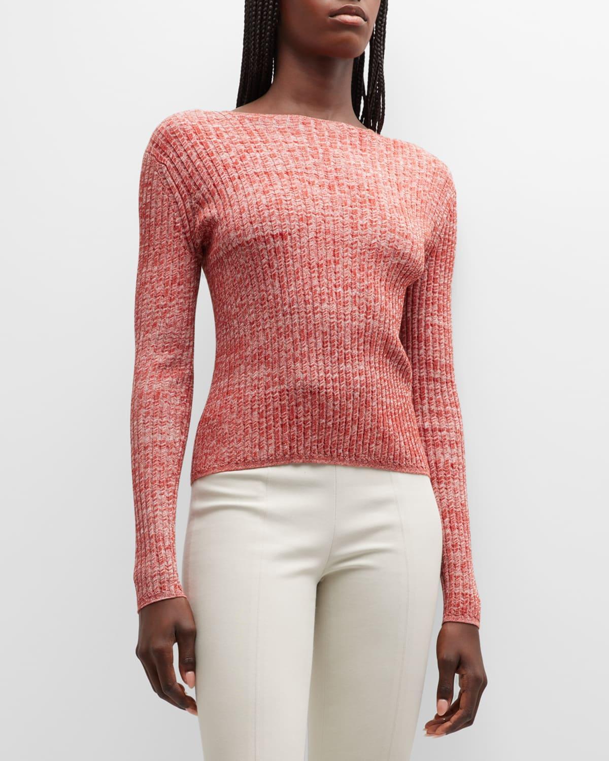 Marled Knit Ribbed Mock-Neck Sweater Product Image