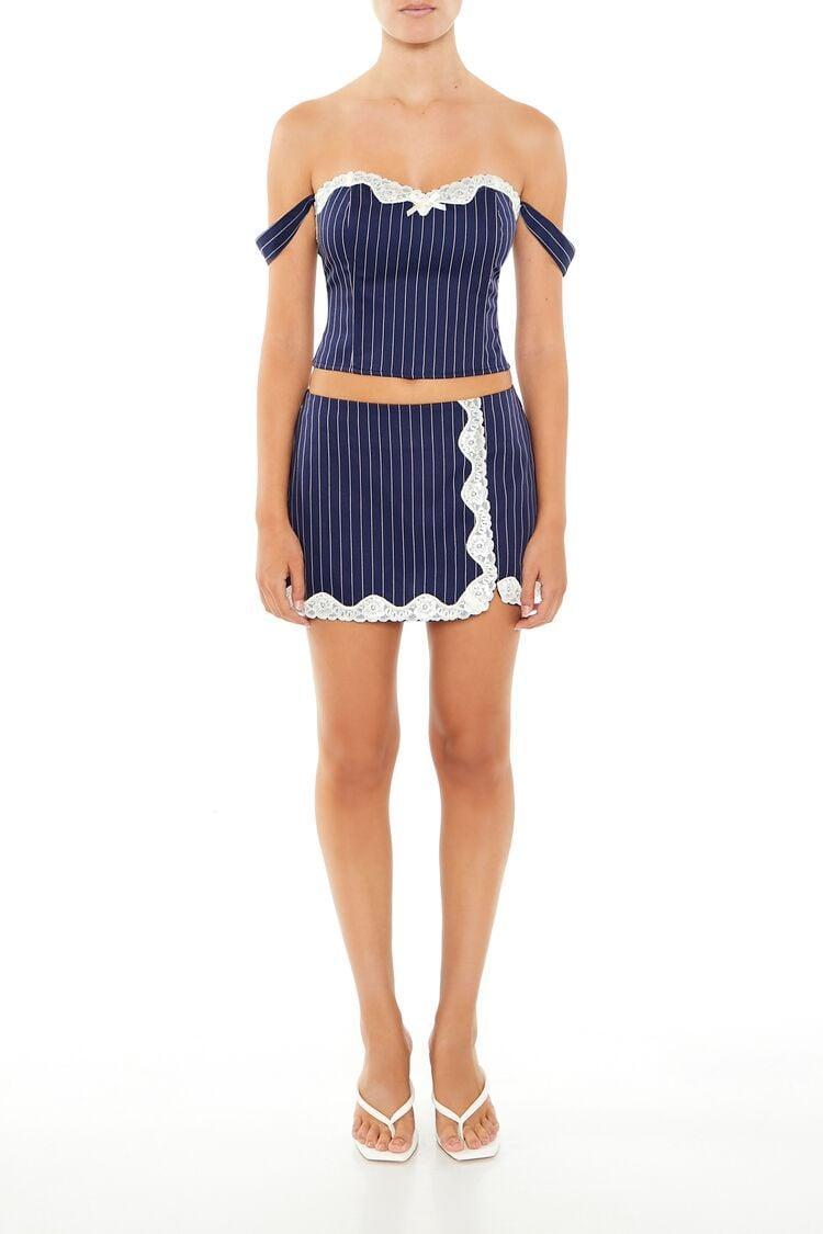 Pinstriped Crop Top & Skirt Set | Forever 21 Product Image