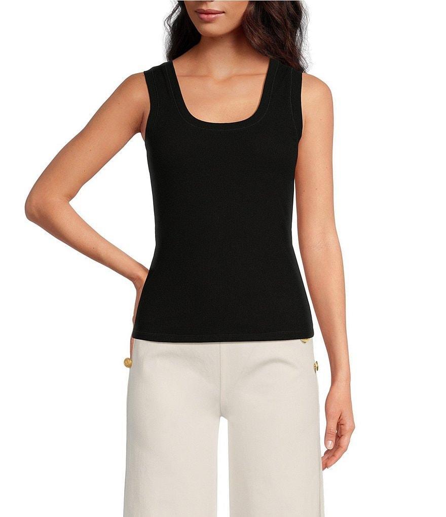 A Loves A Ribbed Knit Scoop Neck Sleeveless Tank Product Image