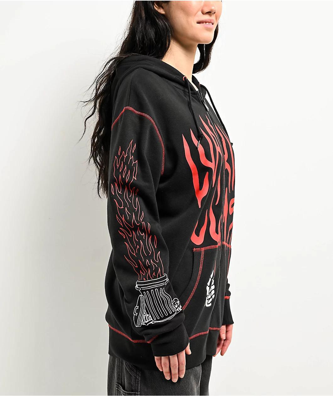 Lurking Class by Sketchy Tank Dumpster Fire Black Zip Hoodie Product Image