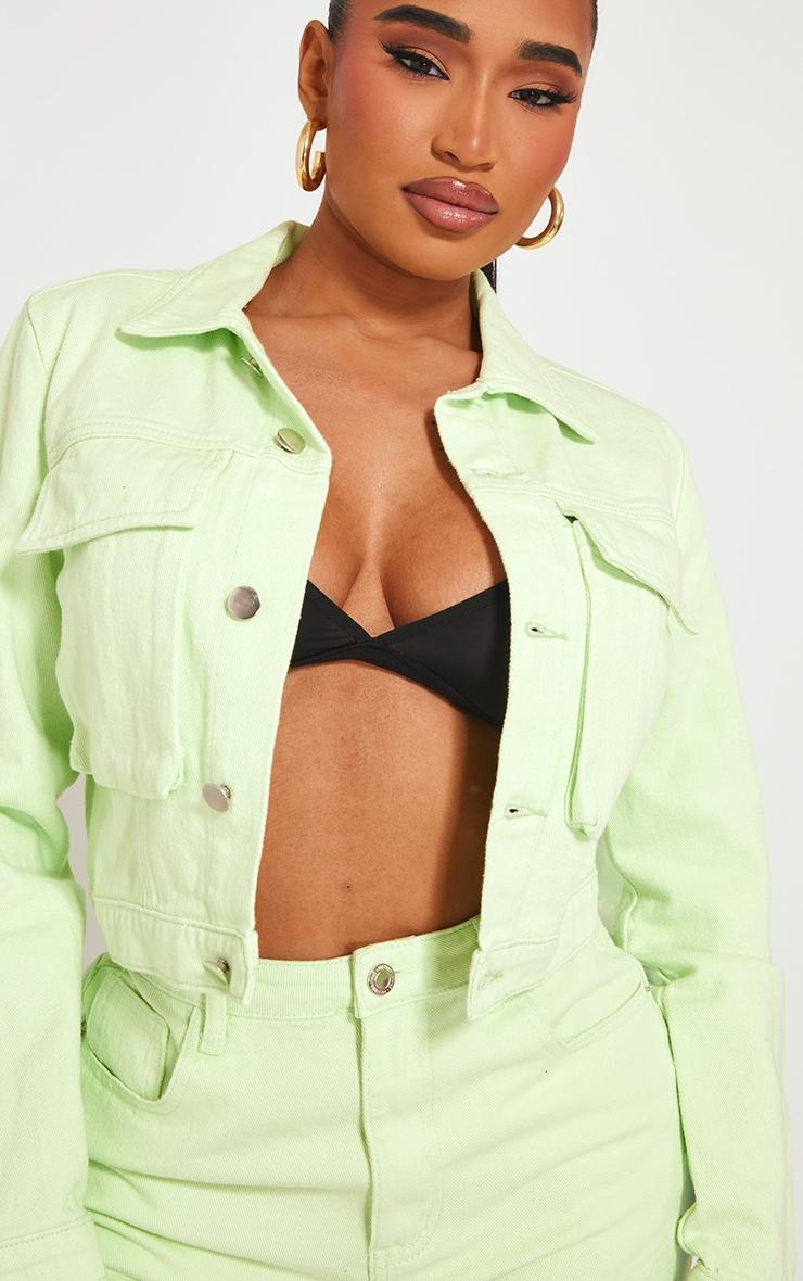 Shape Lime Denim Pocket Detail Cropped Jacket Product Image